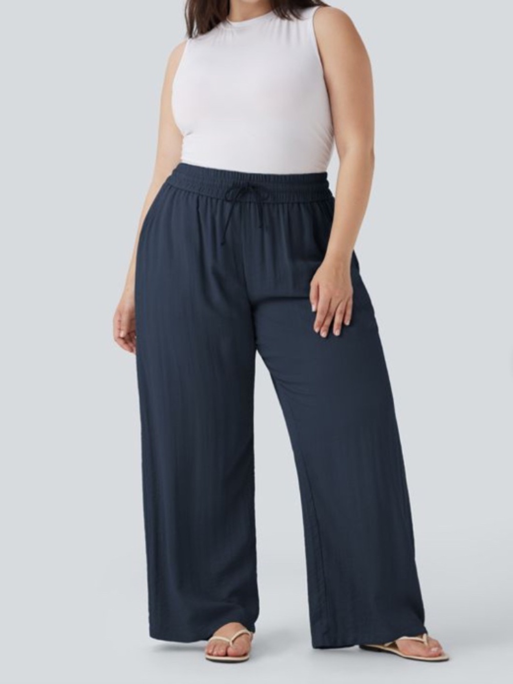 Halara Linen-Feel Wide Leg Pants (Medium) - Picture 7 of 7